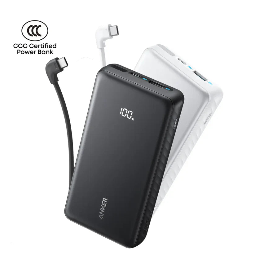 Anker Zolo Power Bank 20000mAh 22.5W With Built-In USB-C Cable - Black
