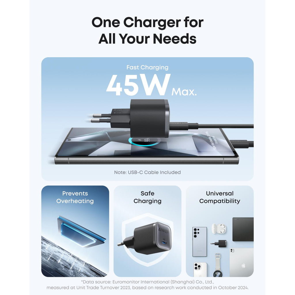 Anker 1 Port Nano PD Wall Charger 45W - Black