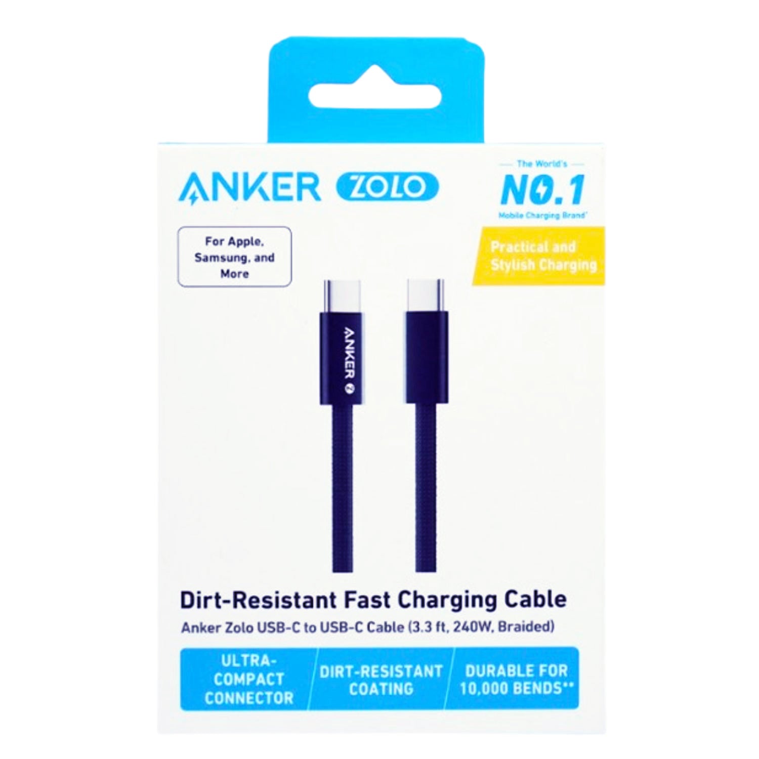 Anker USB C-USB C 1 Metre Fast Charging 240W Braided Cable - Black