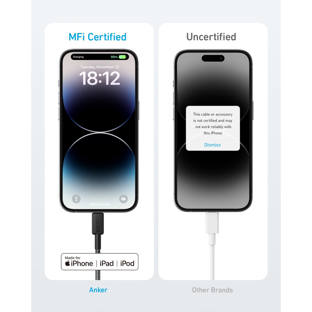 Anker 322 PowerLine USB C to MFI 0.9M 60W Cable - Black