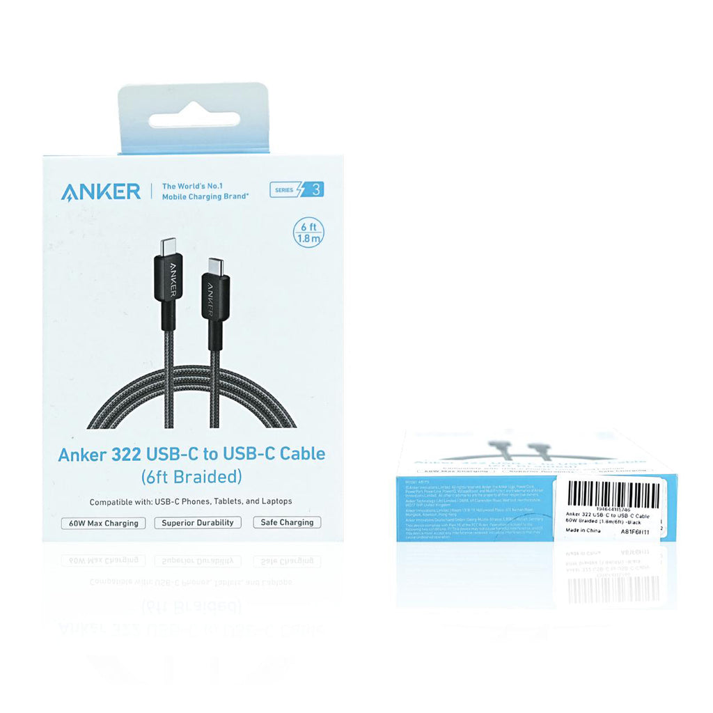 ANKER 322 USB C-USB C 1.8 Metre Braided Cable - Black