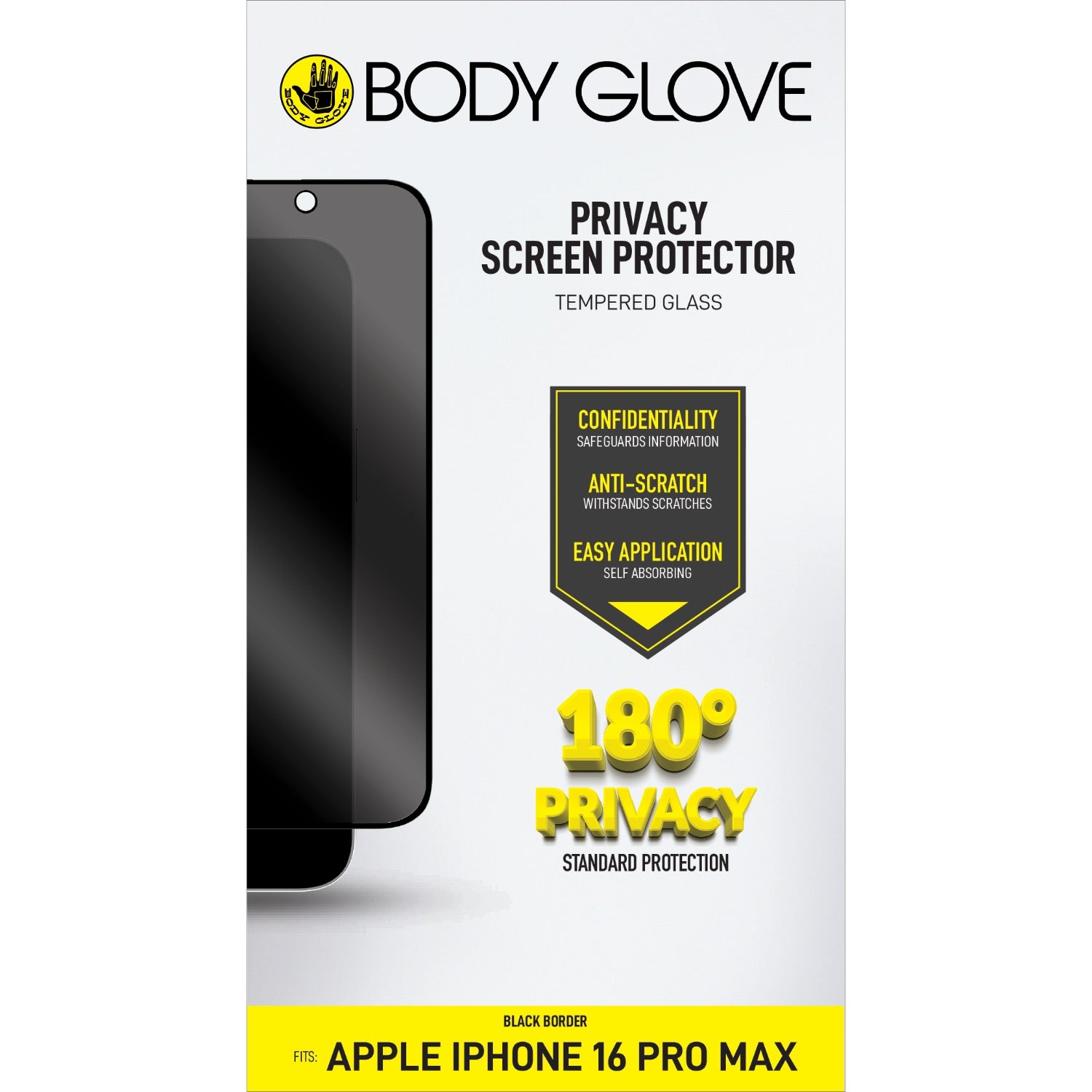 Body Glove Privacy Tempered Glass Screen Protector - Apple iPhone 17 Pro Max/16 Pro Max - Black Border
