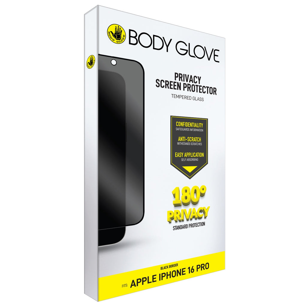 Body Glove Privacy Tempered Glass Screen Protector - Apple iPhone 17/17 Pro/16 Pro - Black Border