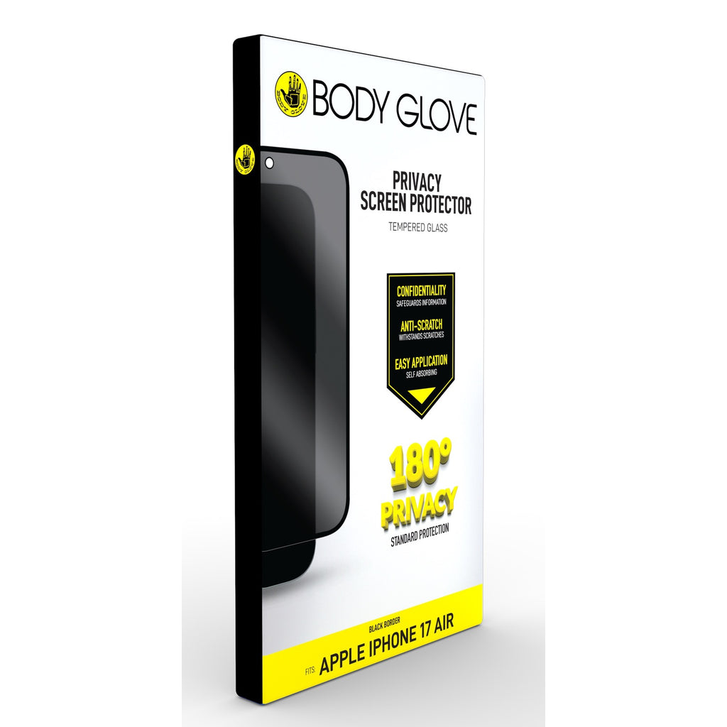 Body Glove Privacy Tempered Glass Screen Protector - Apple iPhone Air - Black Border
