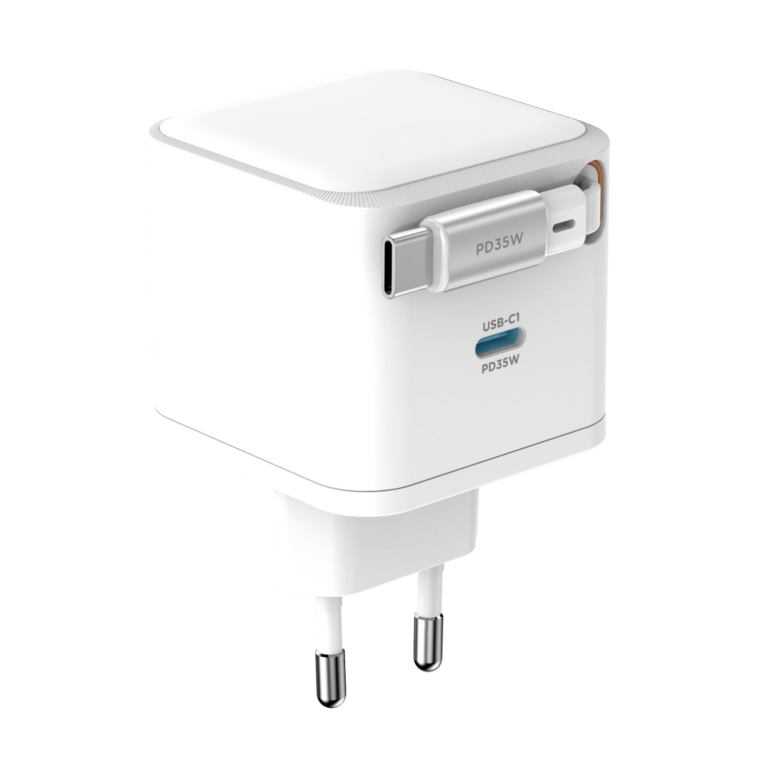 1 Port PD Wall Charger Built-In Cable - 35W White