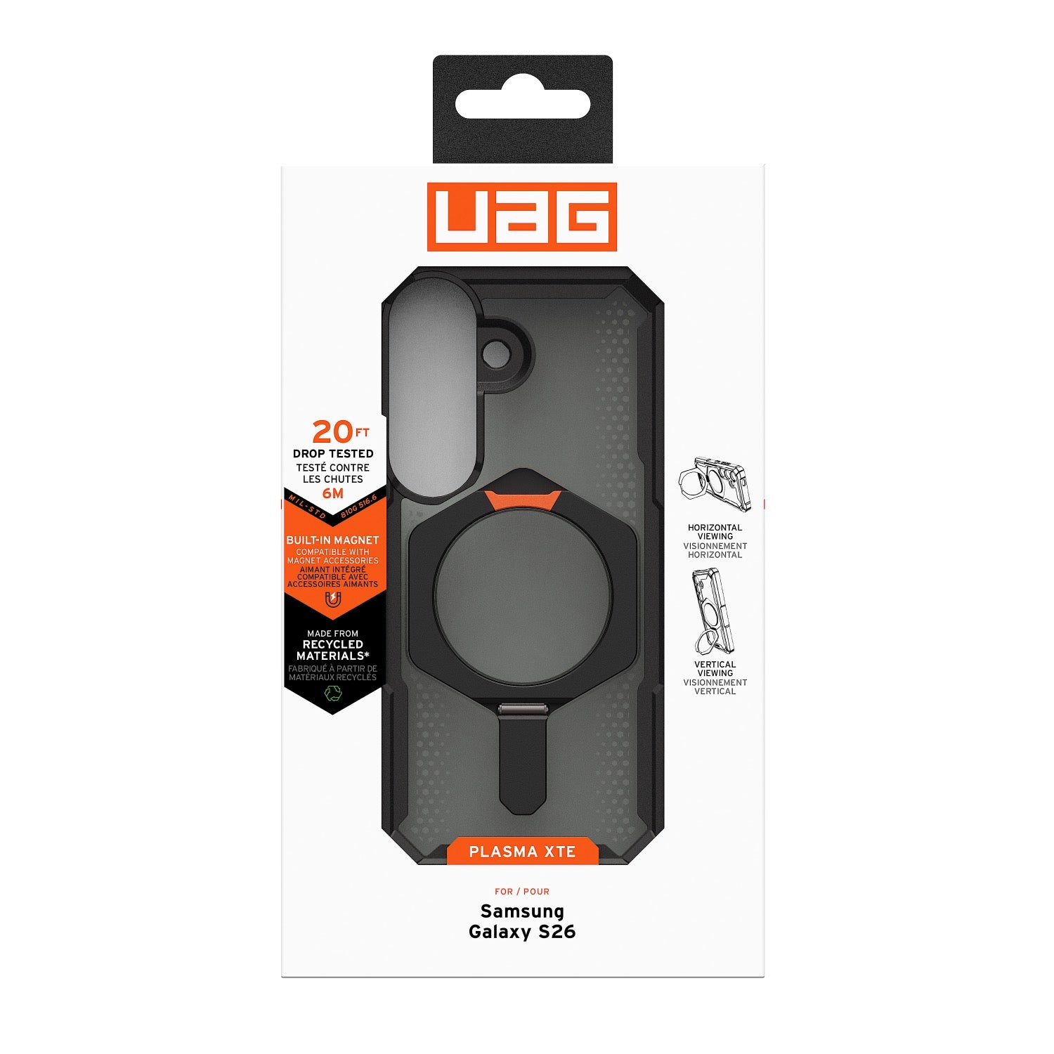 UAG Plasma XTE Magnetic Case - Samsung Galaxy S26 - Black & Orange