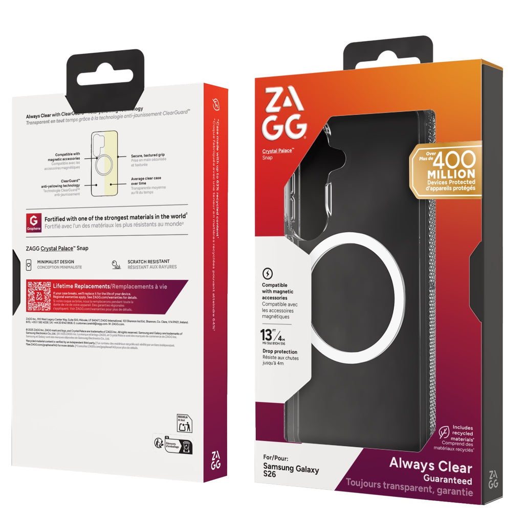 Zagg Crystal Palace Snap Magnetic Case - Samsung Galaxy S26 - Clear