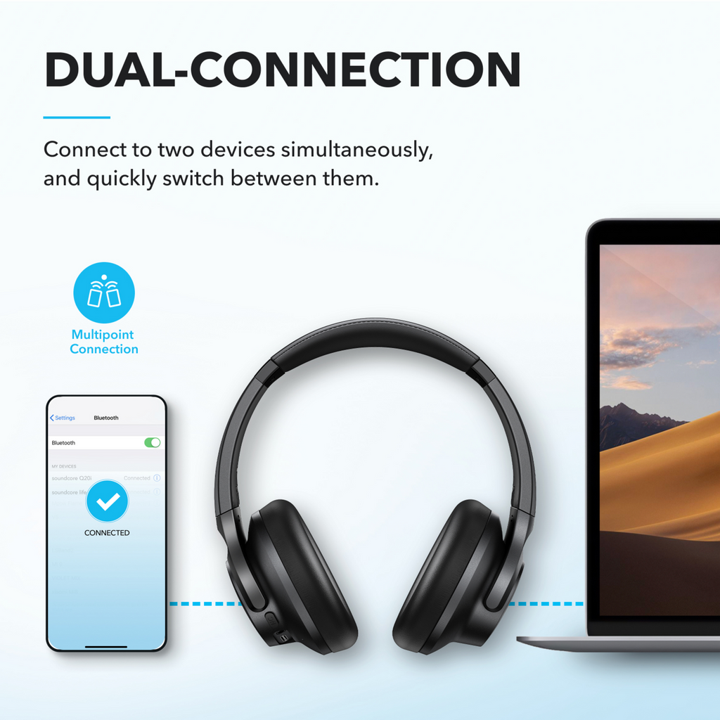 soundcore Q20i Hybrid Active Noise Cancelling Headphones - Black